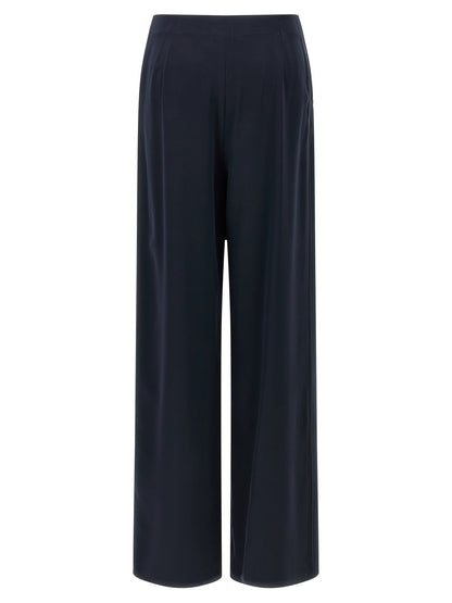 Trousers by Max Mara for women in silk blue features an on trend silhouette, showcasing a sophisticated straight-leg & wide with a long and for an on trend finish.