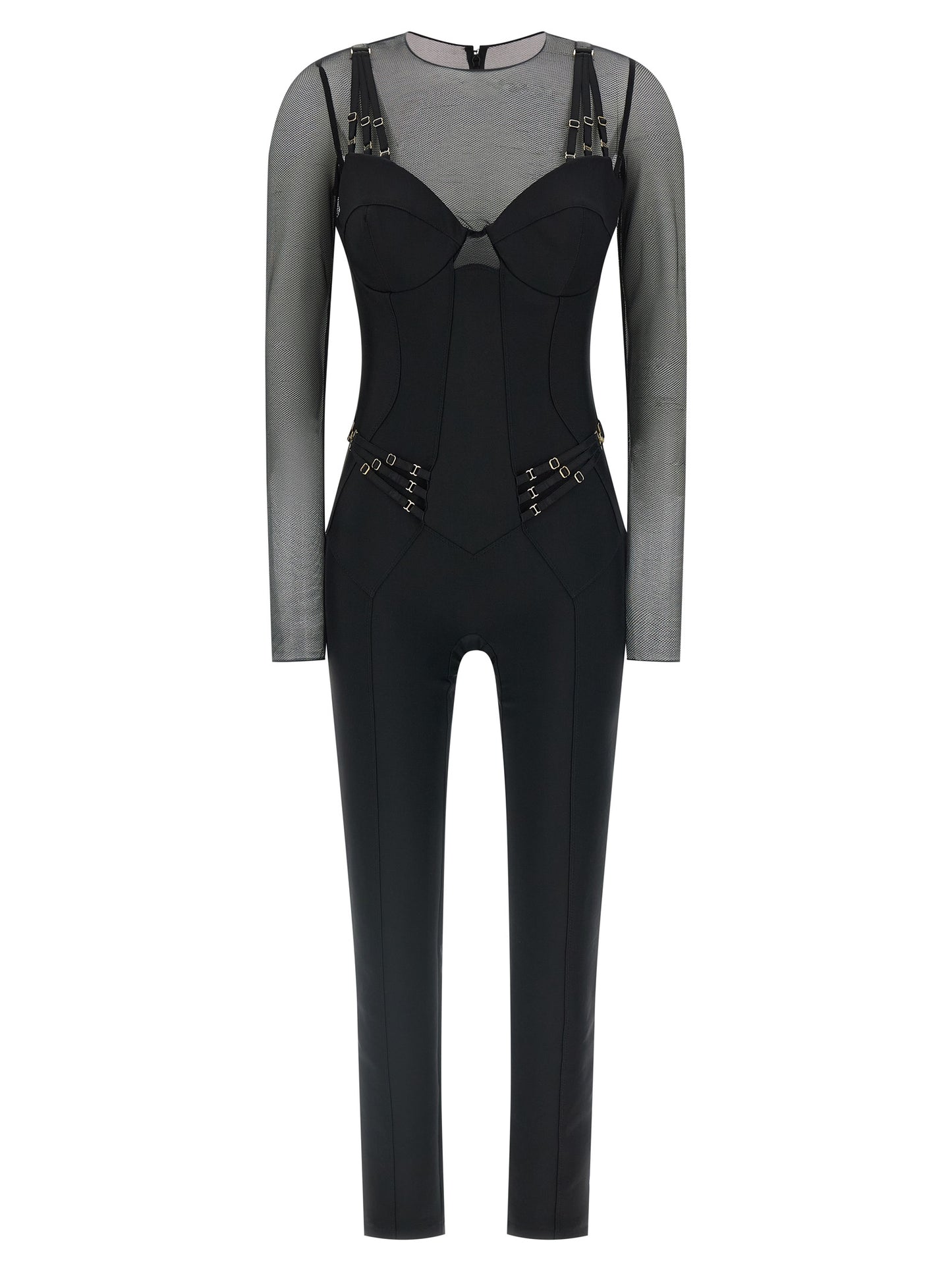 One-Piece by Elisabetta Franchi for women in polyamide black & copper features a trendy silhouette, showcasing a sophisticated round neckline and long-sleeve for a trendy finish.