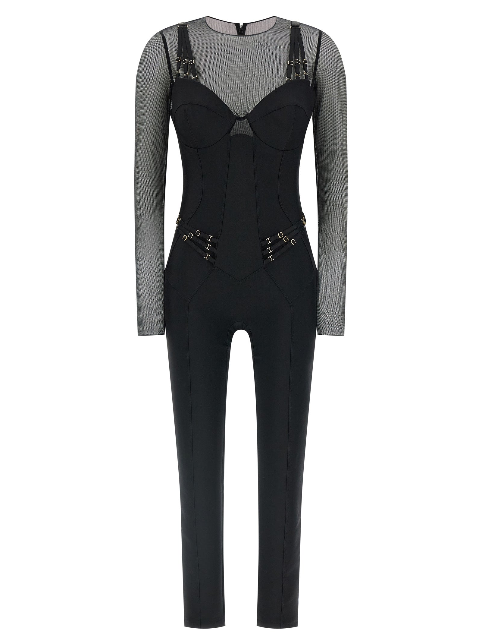 One-Piece by Elisabetta Franchi for women in polyamide black & copper features a trendy silhouette, showcasing a sophisticated round neckline and long-sleeve for a trendy finish.