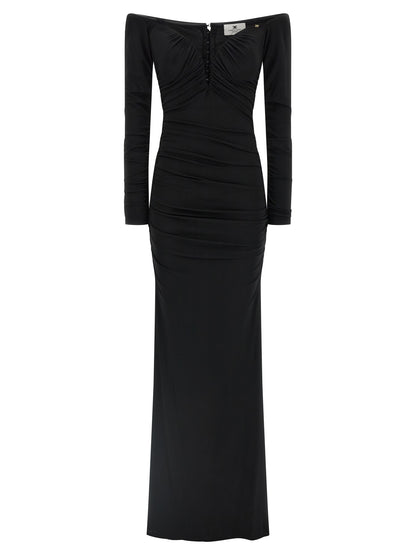 Elisabetta Franchi Black Viscose Long Dress