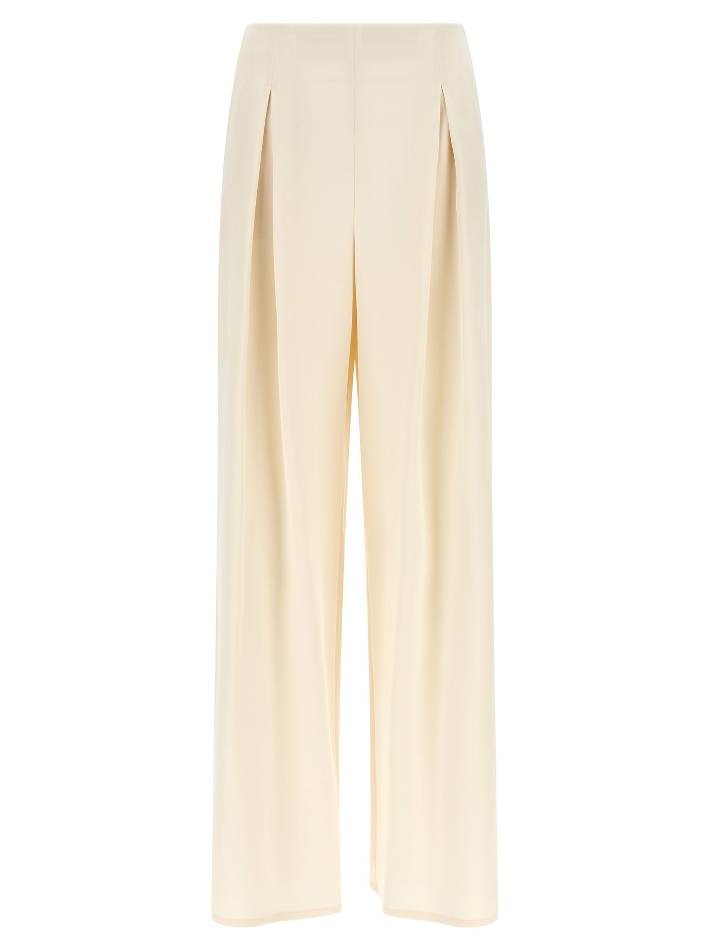 Trousers by Max Mara for women in silk white presents a smart silhouette, meticulously detailed with a smart straight-leg & wide, a smart long, and a smart .