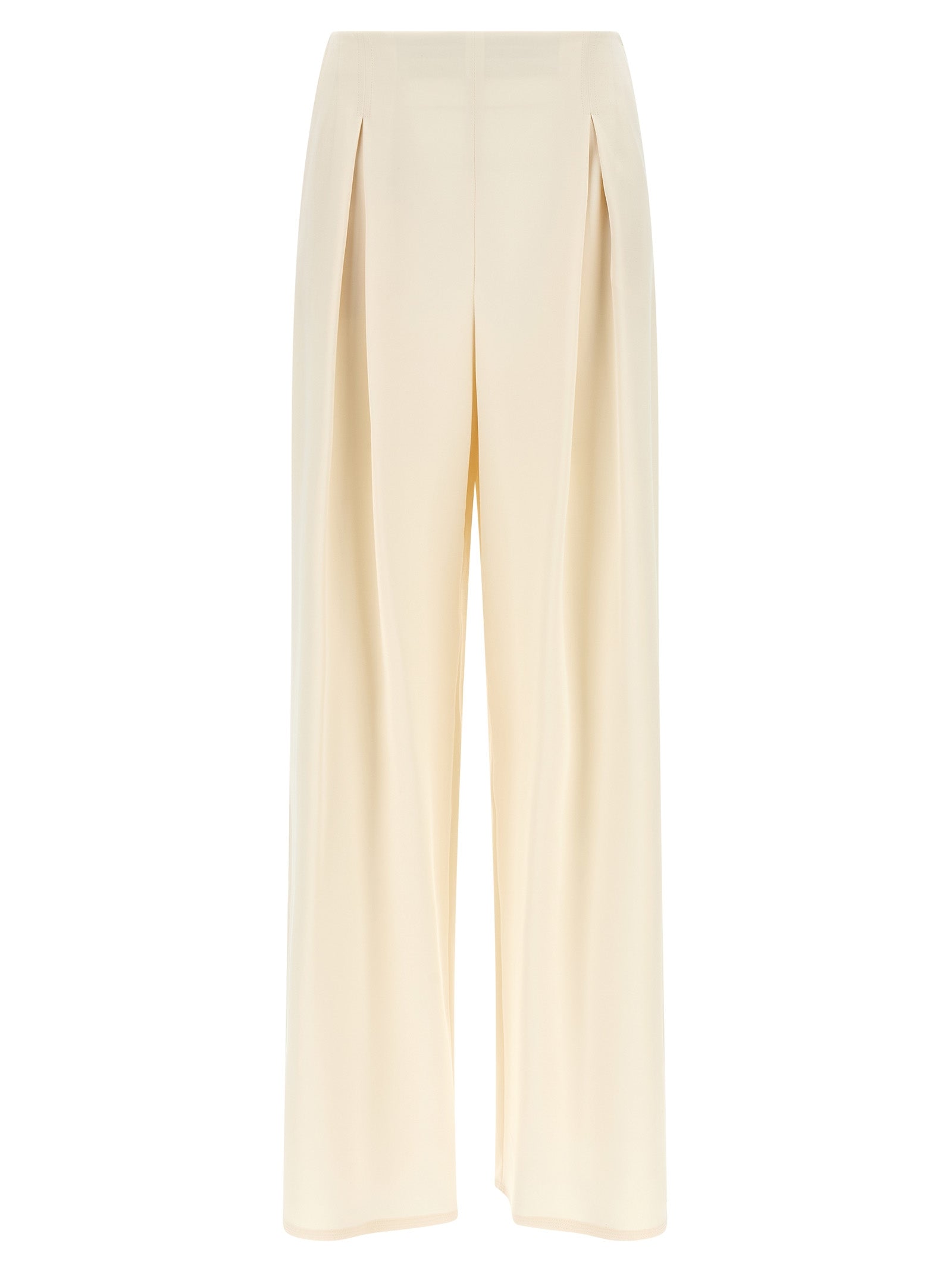 Trousers by Max Mara for women in silk white presents a smart silhouette, meticulously detailed with a smart straight-leg & wide, a smart long, and a smart .