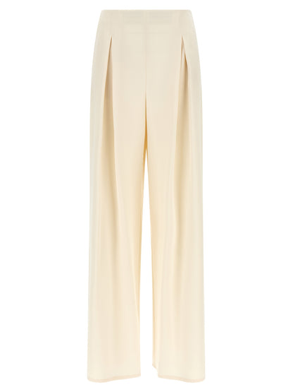 Trousers by Max Mara for women in silk white presents a smart silhouette, meticulously detailed with a smart straight-leg & wide, a smart long, and a smart .