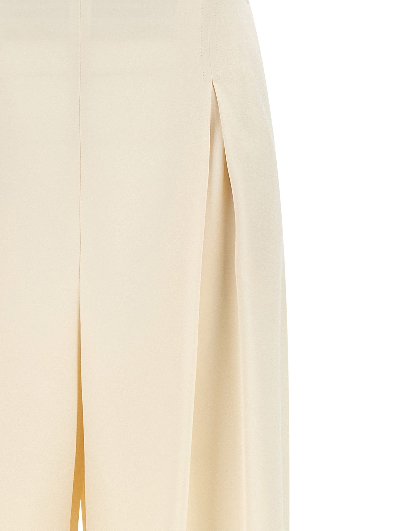 Trousers by Max Mara for women in silk white features a sculptural silhouette, showcasing a sculptural straight-leg & wide and long with a sophisticated for a sculptural finish.