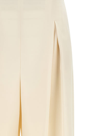 Trousers by Max Mara for women in silk white features a sculptural silhouette, showcasing a sculptural straight-leg & wide and long with a sophisticated for a sculptural finish.