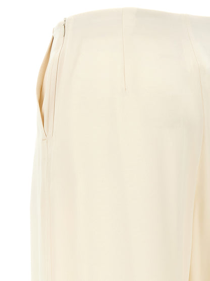Trousers by Max Mara for women in silk white features an on trend silhouette, showcasing a sophisticated straight-leg & wide with a long and for an on trend finish.