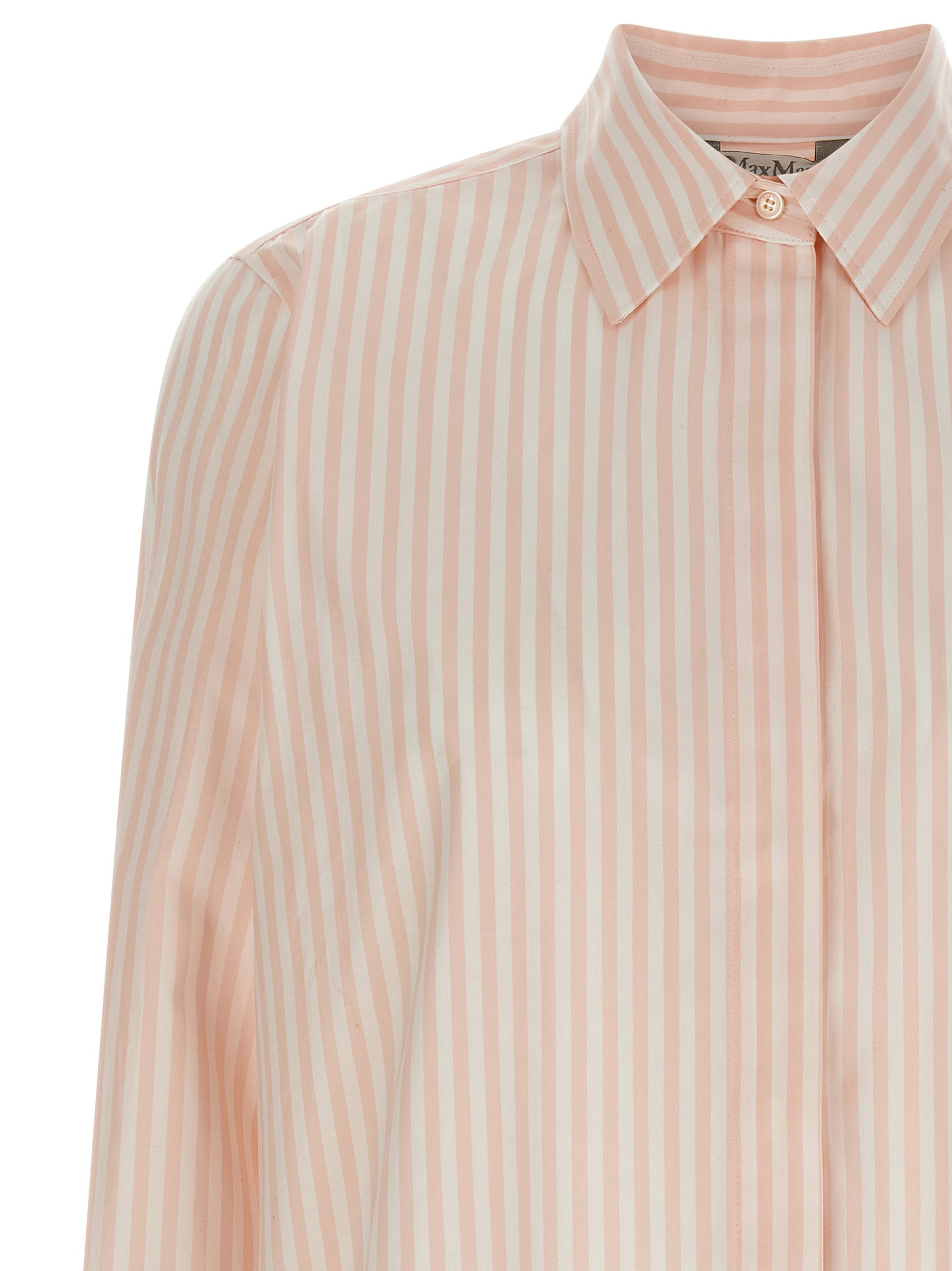 Blouse by Max Mara for women in cotton multicolor, pink & striped showcases a sublime silhouette, artfully detailed with a sublime and for a sophisticated, sublime finish.