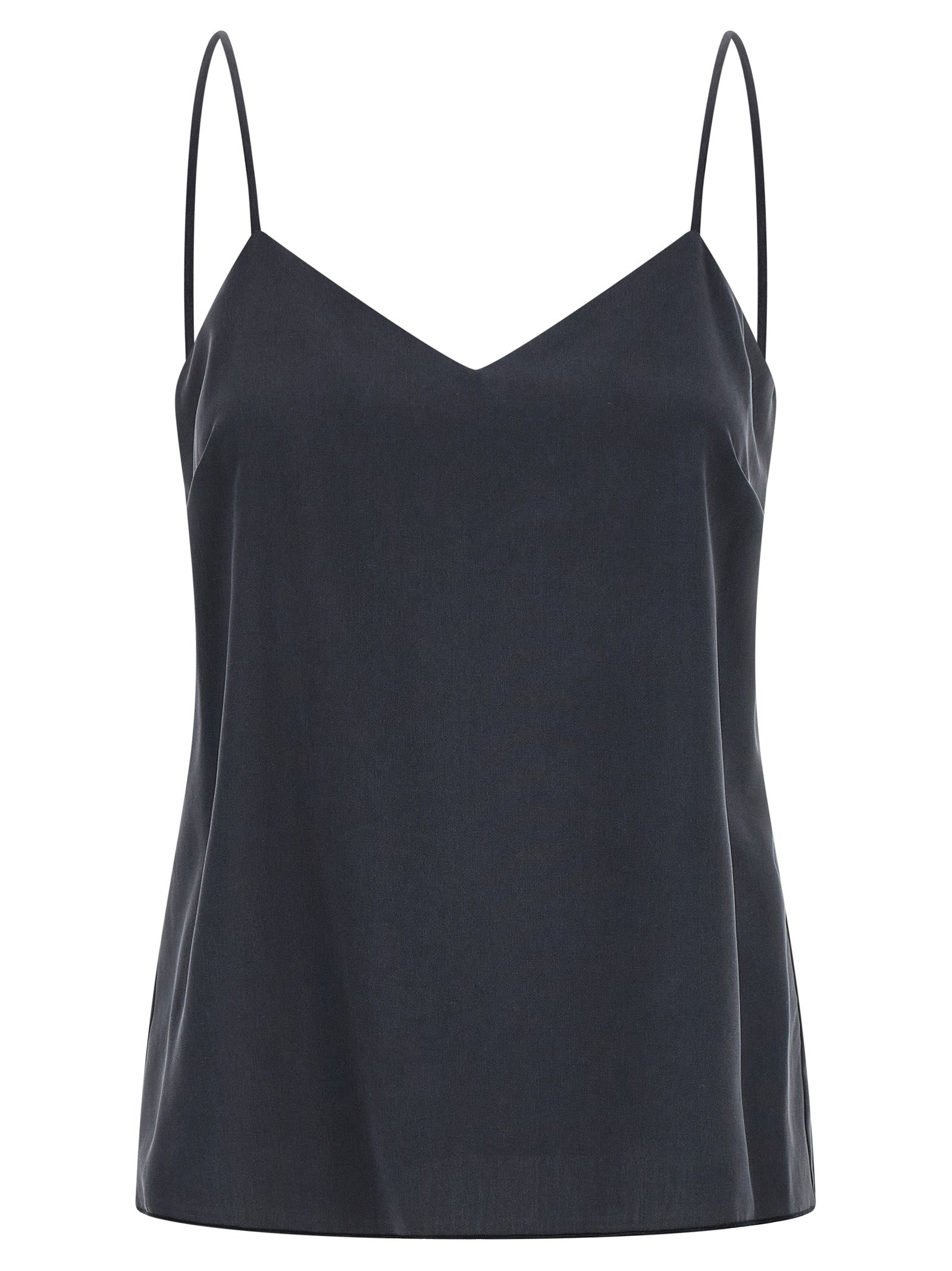 T-Shirt by Max Mara for women in silk gray showcases a unassuming silhouette, artfully detailed with a refined sweetheart neckline and unassuming sleeveless for a sophisticated, contemporary look.