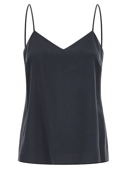 T-Shirt by Max Mara for women in silk gray showcases a unassuming silhouette, artfully detailed with a refined sweetheart neckline and unassuming sleeveless for a sophisticated, contemporary look.