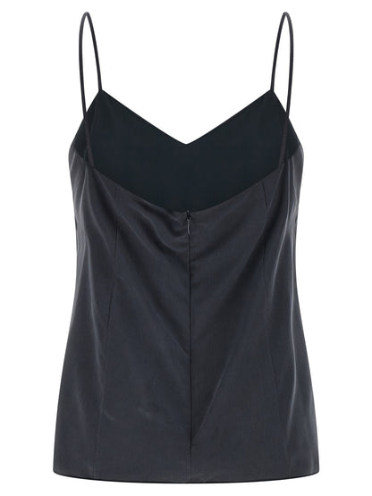 T-Shirt by Max Mara for women in silk gray showcases a fashionable silhouette, elegantly detailed with a fashionable and sweetheart neckline for a sophisticated, high-fashion look.