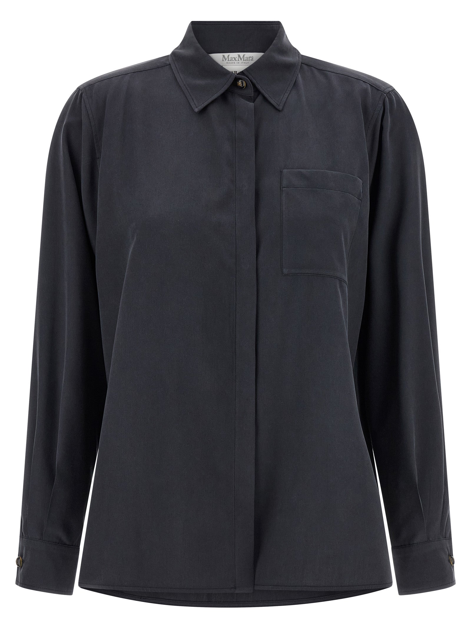Blouse by Max Mara for women in silk gray showcases a sublime silhouette, artfully detailed with a sublime and long-sleeve for a sophisticated, sublime finish.