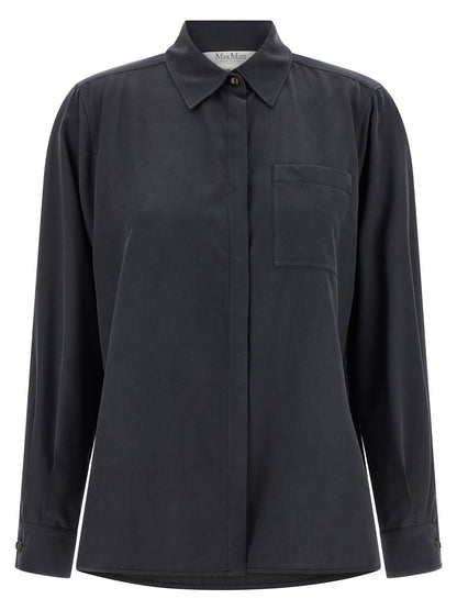 Blouse by Max Mara for women in silk gray showcases a sublime silhouette, artfully detailed with a sublime and long-sleeve for a sophisticated, sublime finish.