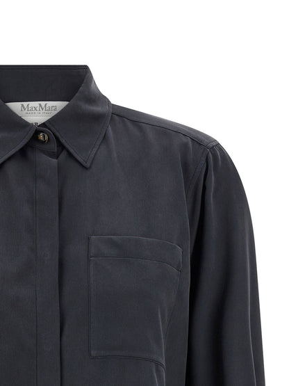 Blouse by Max Mara for women in silk gray, featuring a nuanced and nuanced for a sophisticated finish.