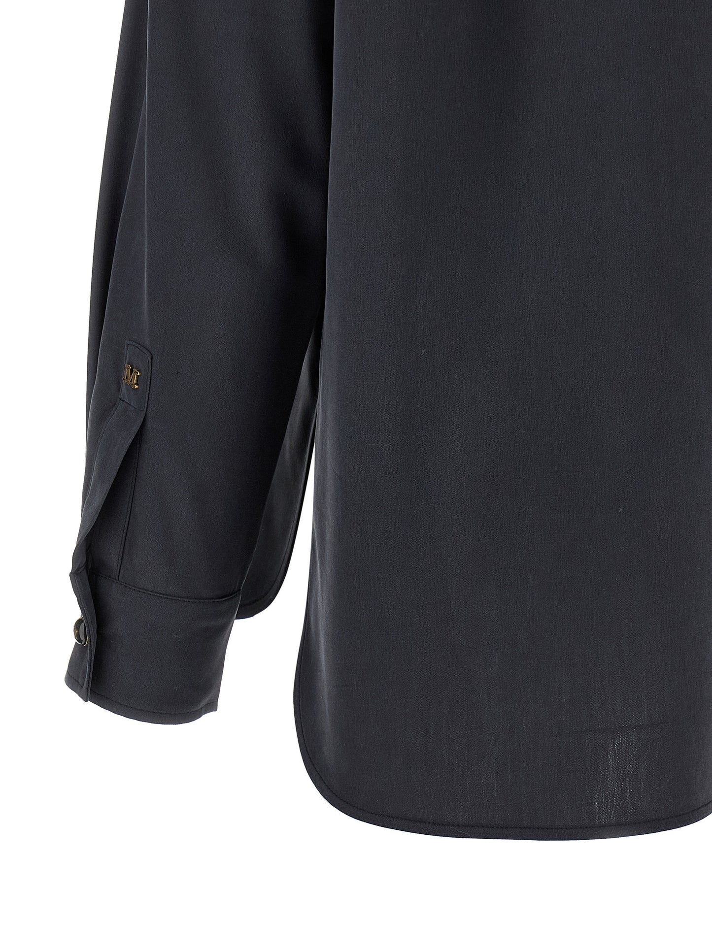 Blouse by Max Mara for women in silk gray showcases a sleek silhouette, elegantly detailed with a sleek and for a sleek finish.