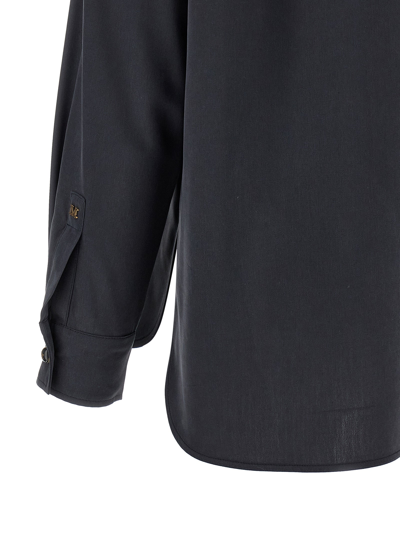 Blouse by Max Mara for women in silk gray showcases a sleek silhouette, elegantly detailed with a sleek and for a sleek finish.