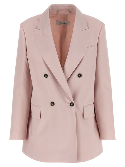 Blazer by Max Mara for women in silk mohair virgin wool multicolor & pink showcases a discerning silhouette, elegantly detailed with a sophisticated and premium for a truly discerning finish.