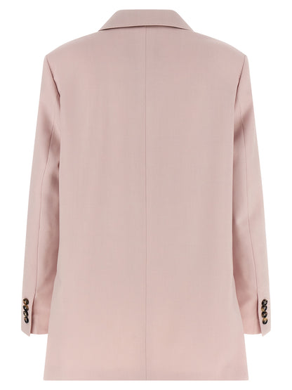 This Blazer by Max Mara for women in silk mohair virgin wool multicolor & pink presents a tailored silhouette, meticulously tailored with a tailored and distinctive for a tailored finish.