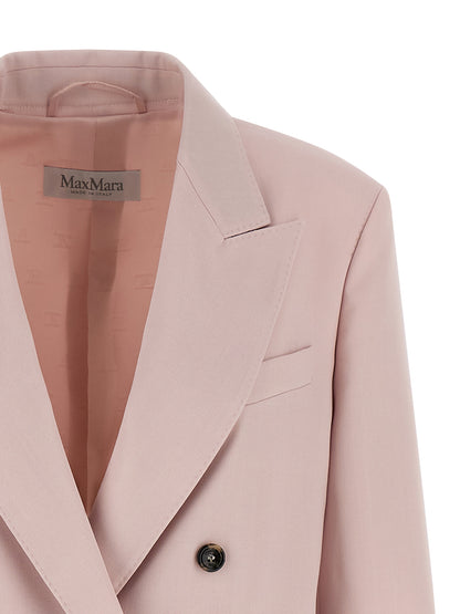 Blazer by Max Mara for women in silk mohair virgin wool multicolor & pink showcases a discerning silhouette, elegantly detailed with a sophisticated and premium for a truly discerning finish.