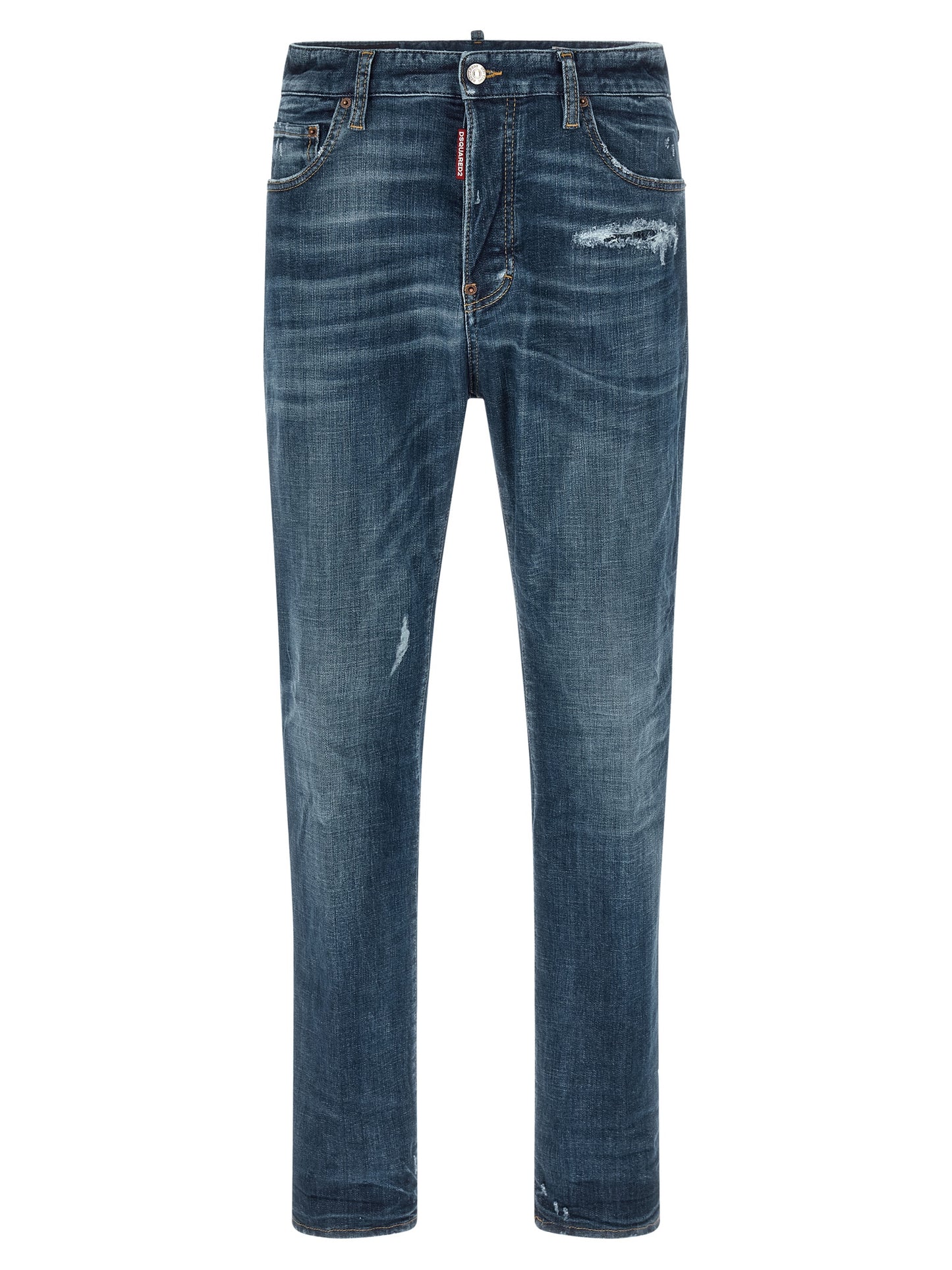 Dsquared² Men's Straight Leg Stretch Polyester Denim Cotton Jeans - Blue