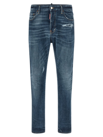 Dsquared² Men's Straight Leg Stretch Polyester Denim Cotton Jeans - Blue