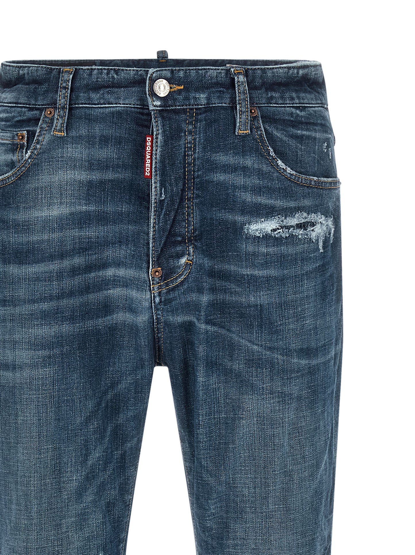 Dsquared² Men's Straight Leg Stretch Polyester Denim Cotton Jeans - Blue