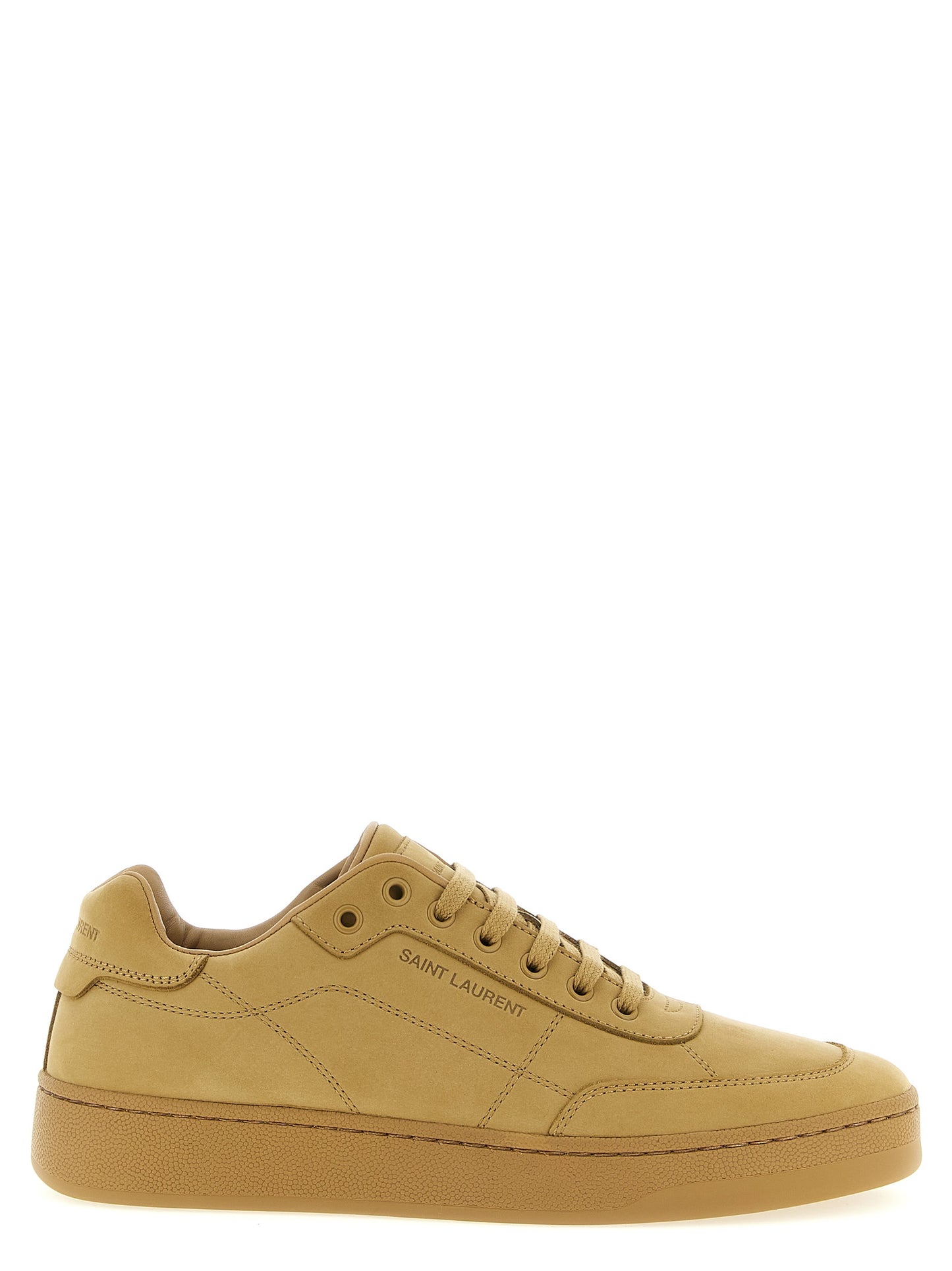 Saint Laurent Icon Men's Fashion Nubuck Calfskin Leather Sneakers - Beige
