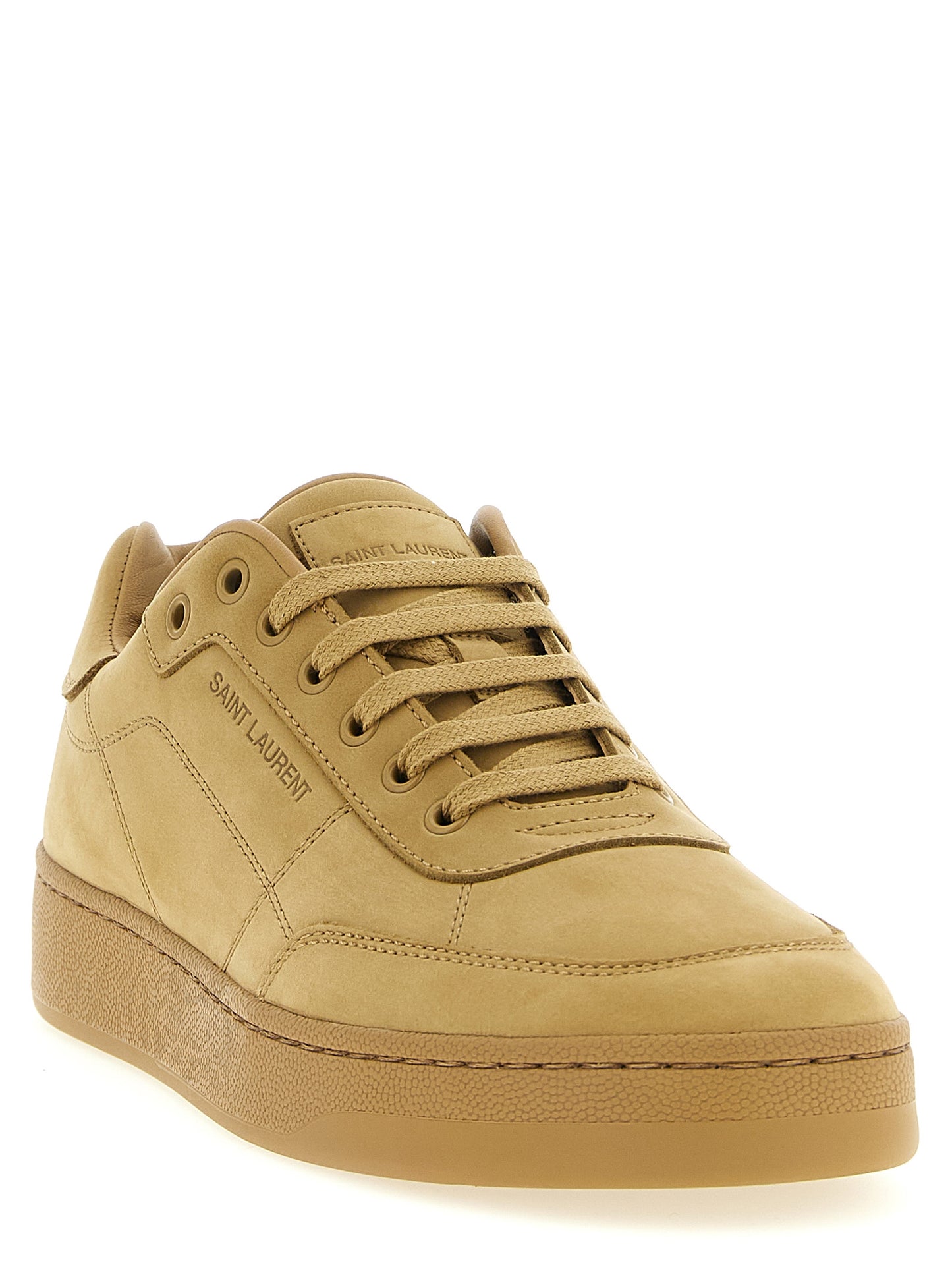 Saint Laurent Icon Men's Fashion Nubuck Calfskin Leather Sneakers - Beige