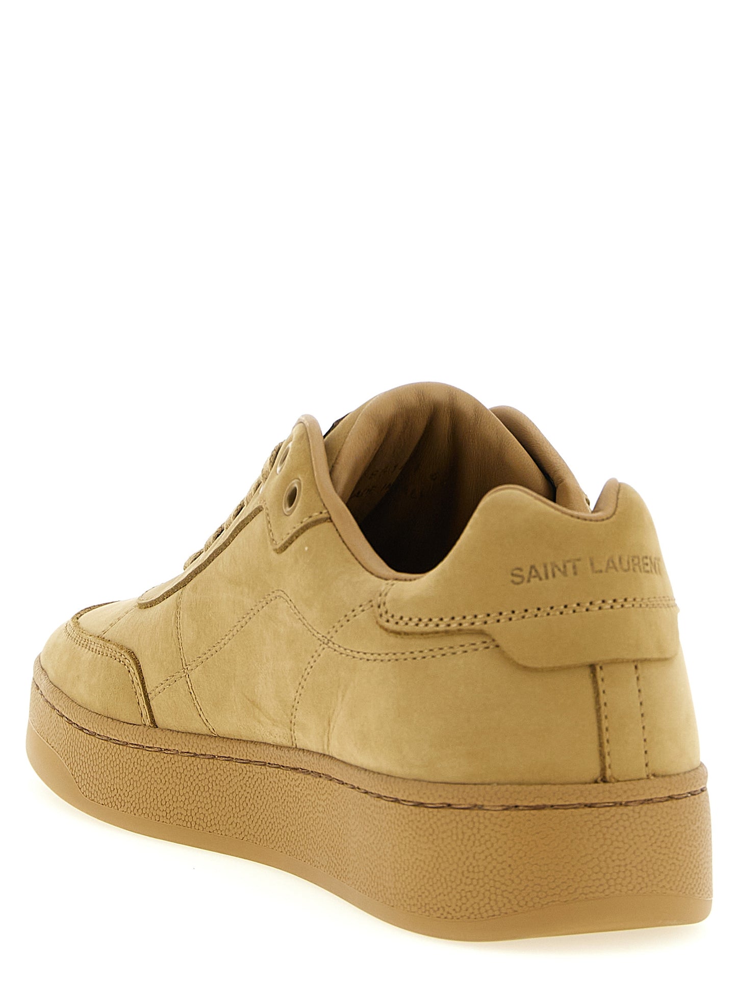 Saint Laurent Icon Men's Fashion Nubuck Calfskin Leather Sneakers - Beige