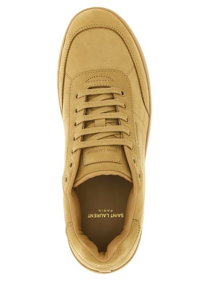 Saint Laurent Icon Men's Fashion Nubuck Calfskin Leather Sneakers - Beige