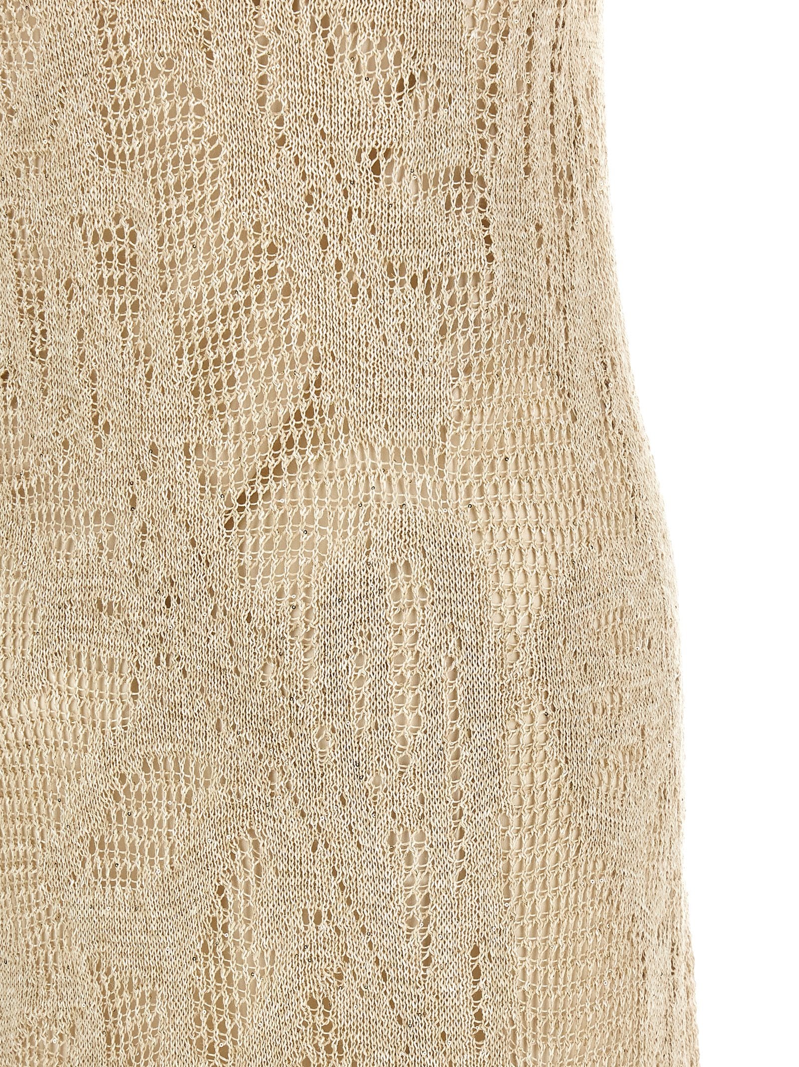 Dress by Brunello Cucinelli for women in cotton linen & sequins beige features an sultry silhouette defined by a and , falling to an sultry long for a sultry look.