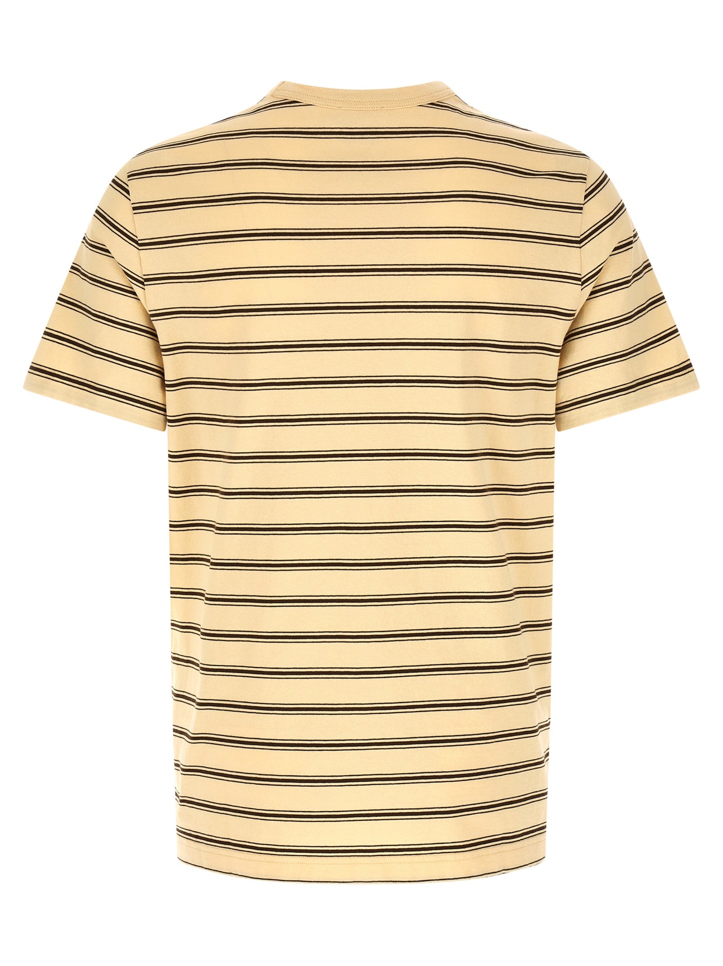 T-Shirt by A.P.C. for men in organic cotton beige & striped features a plush silhouette, showcasing a sophisticated crew neckline and for a truly plush finish.