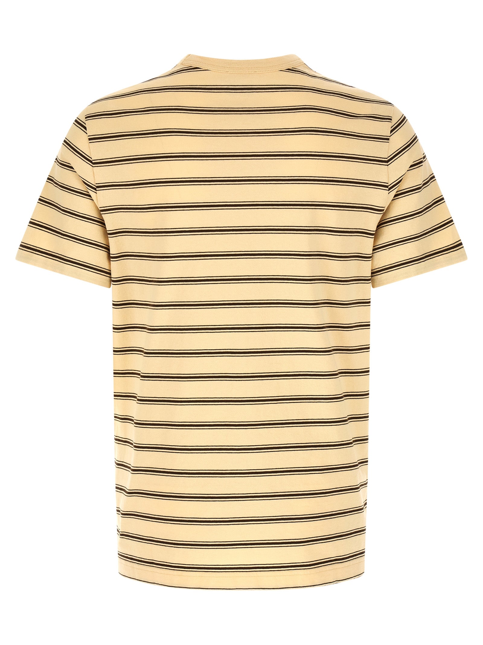 T-Shirt by A.P.C. for men in organic cotton beige & striped features a plush silhouette, showcasing a sophisticated crew neckline and for a truly plush finish.