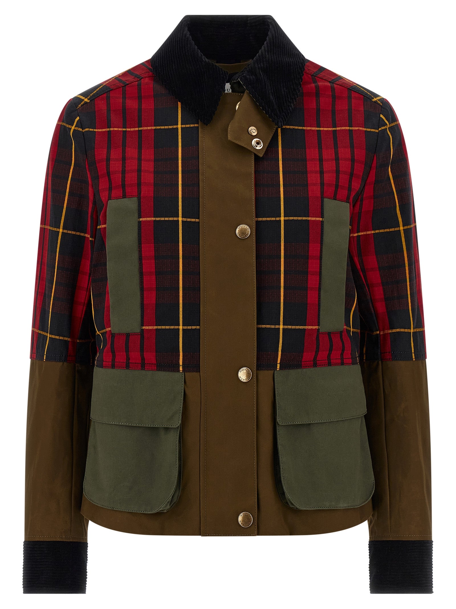 Overcoat by Alexander McQueen for women in viscose cotton corduroy multicolor, tartan & patchwork features a cosy chic silhouette, artfully detailed with a sophisticated shirt-collar neckline and premium pockets for a cosy chic finish.