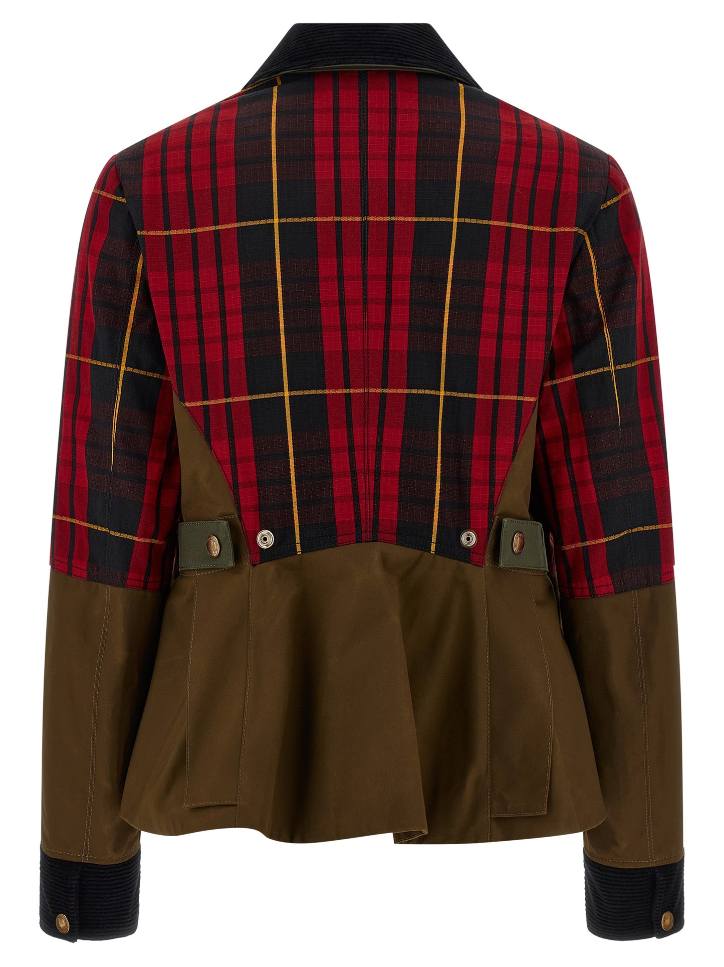 Overcoat by Alexander McQueen for women in viscose cotton corduroy multicolor, tartan & patchwork features an voluminous silhouette, showcasing distinct pockets and a voluminous shirt-collar neckline for a truly voluminous aesthetic.