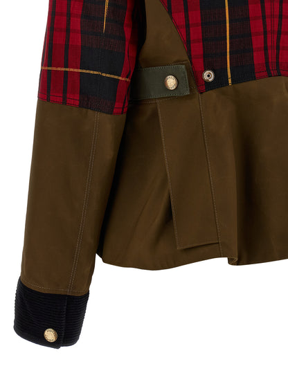 Overcoat by Alexander McQueen for women in viscose cotton corduroy multicolor, tartan & patchwork features a cosy chic silhouette, artfully detailed with a sophisticated shirt-collar neckline and premium pockets for a cosy chic finish.