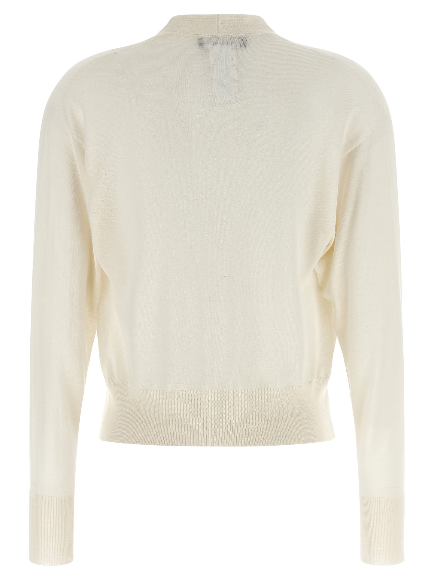Cardigan by Fabiana Filippi for women in silk cashmere & crystal white features an impeccable silhouette, showcasing a sophisticated and detail for a truly impeccable finish.