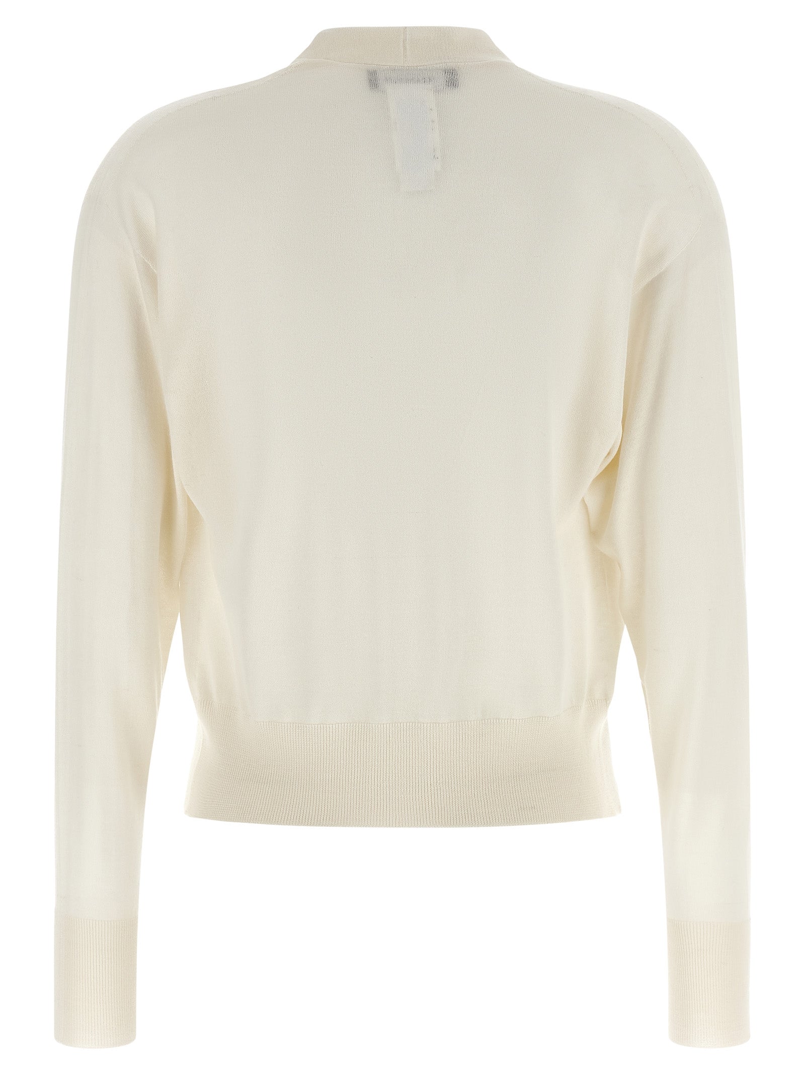 Cardigan by Fabiana Filippi for women in silk cashmere & crystal white features an impeccable silhouette, showcasing a sophisticated and detail for a truly impeccable finish.