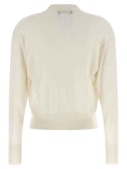 Cardigan by Fabiana Filippi for women in silk cashmere & crystal white features an impeccable silhouette, showcasing a sophisticated and detail for a truly impeccable finish.