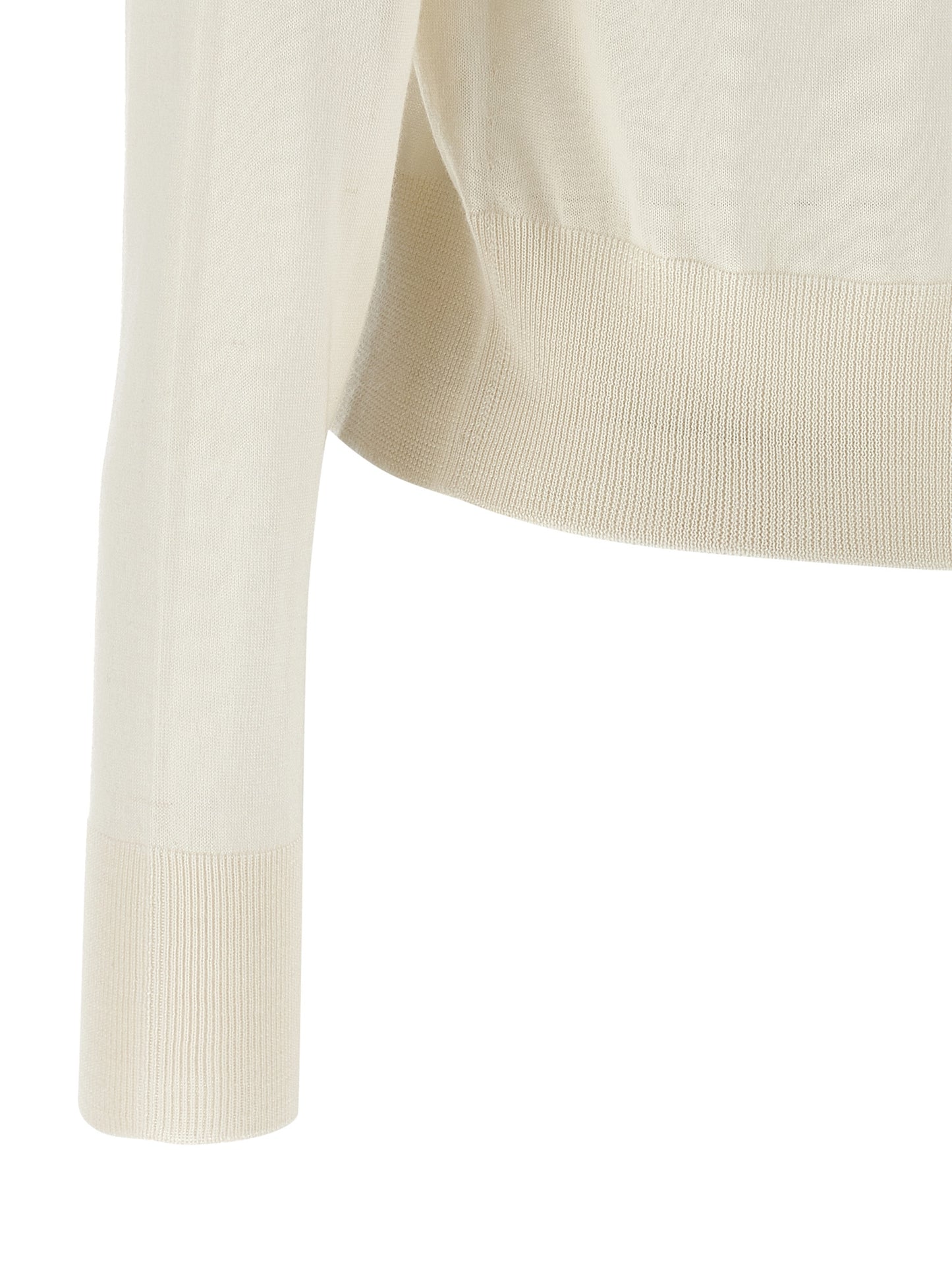 Cardigan by Fabiana Filippi for women in silk cashmere & crystal white presents a textural silhouette, artfully finished with a textural and for a sophisticated, textural look.