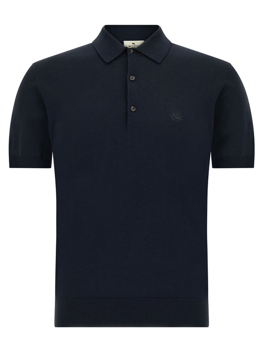 Polo Shirt by Etro for men in cotton blue features a eye catching silhouette, showcasing a refined and short-sleeve for a eye catching finish.