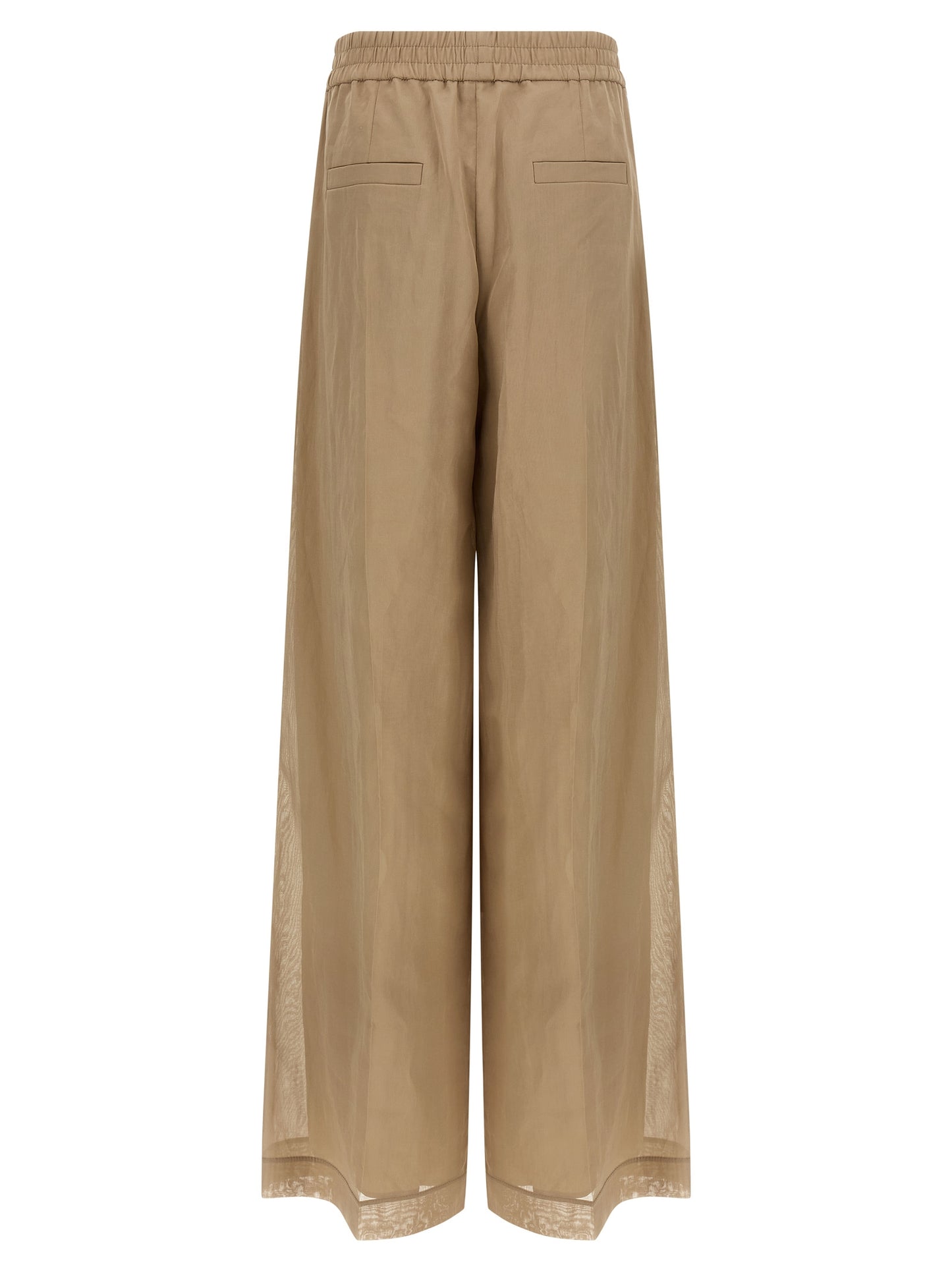 Casual Pants by Brunello Cucinelli for women in cotton & silk beige presents a refined pantology silhouette, artfully defined by a refined pantology wide, long, and a sophisticated .