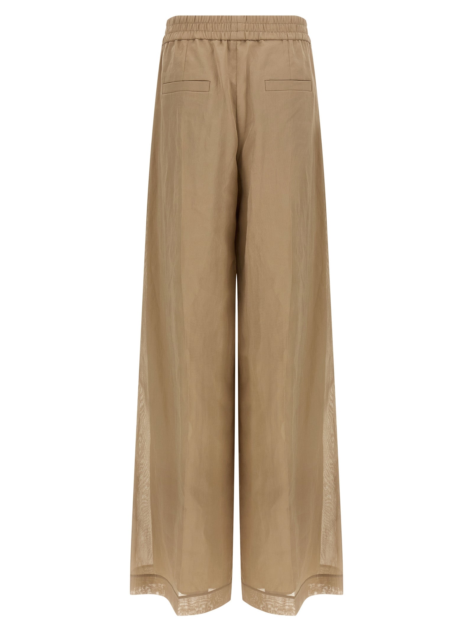 Casual Pants by Brunello Cucinelli for women in cotton & silk beige presents a refined pantology silhouette, artfully defined by a refined pantology wide, long, and a sophisticated .