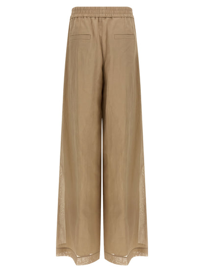 Casual Pants by Brunello Cucinelli for women in cotton & silk beige presents a refined pantology silhouette, artfully defined by a refined pantology wide, long, and a sophisticated .