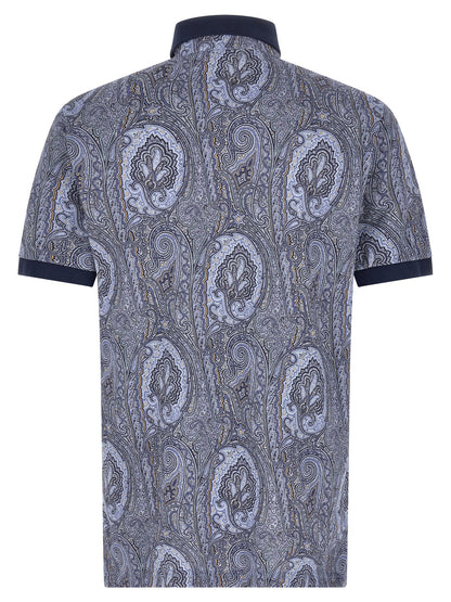 This Polo Shirt by Etro for men in cotton blue & paisley presents a flawless silhouette, showcasing flawless detailing and a refined for a truly flawless aesthetic.