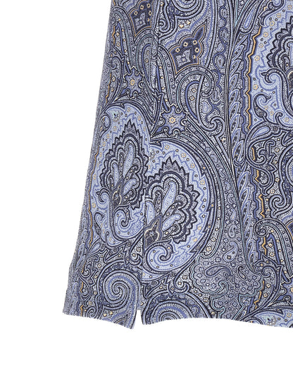 Polo Shirt by Etro for men in cotton blue & paisley presents a crisp silhouette, artfully detailed with a crisp and crisp .