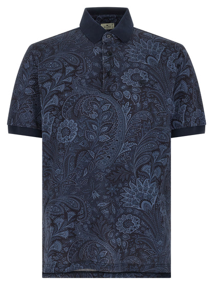 This Polo Shirt by Etro for men in cotton blue, paisley, signature & print presents a flawless silhouette, showcasing flawless detailing and a refined for a truly flawless aesthetic.