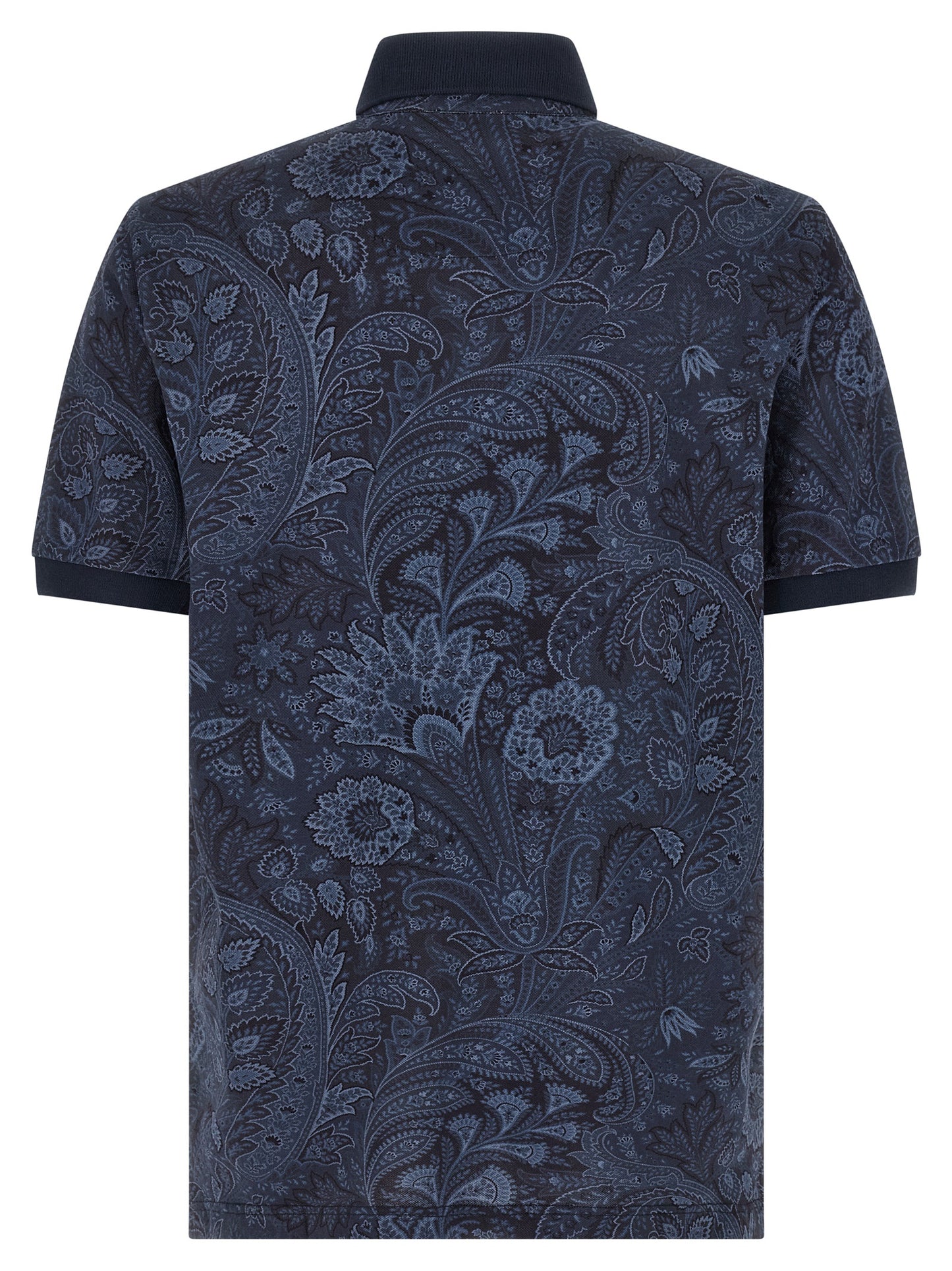 Polo Shirt by Etro for men in cotton blue, paisley, signature & print presents a crisp silhouette, artfully detailed with a crisp and crisp .