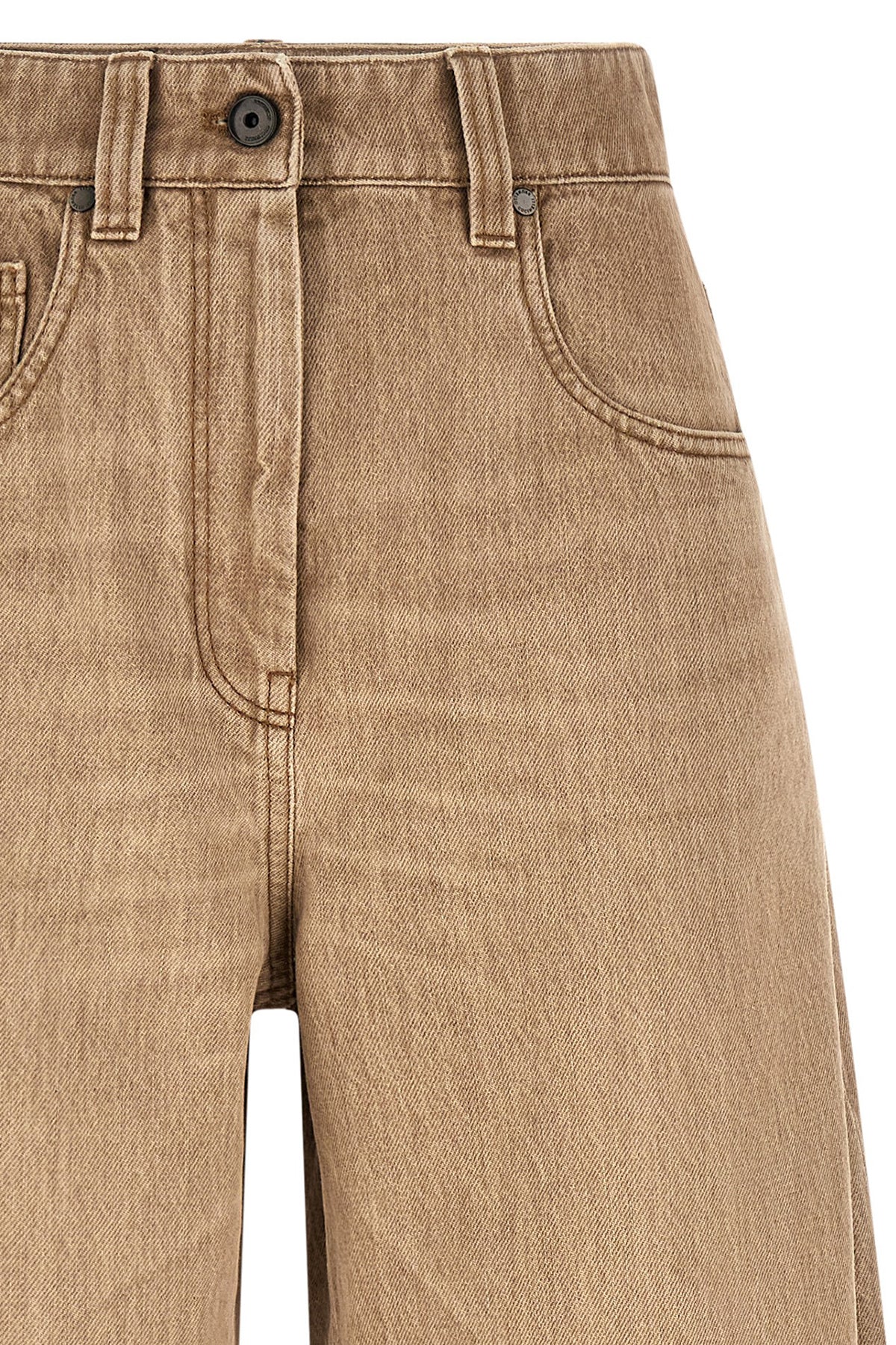 Jeans by Brunello Cucinelli for women in denim cotton beige features an refined tailoring silhouette, showcasing a premium wide with a and long cut for a refined tailoring look.