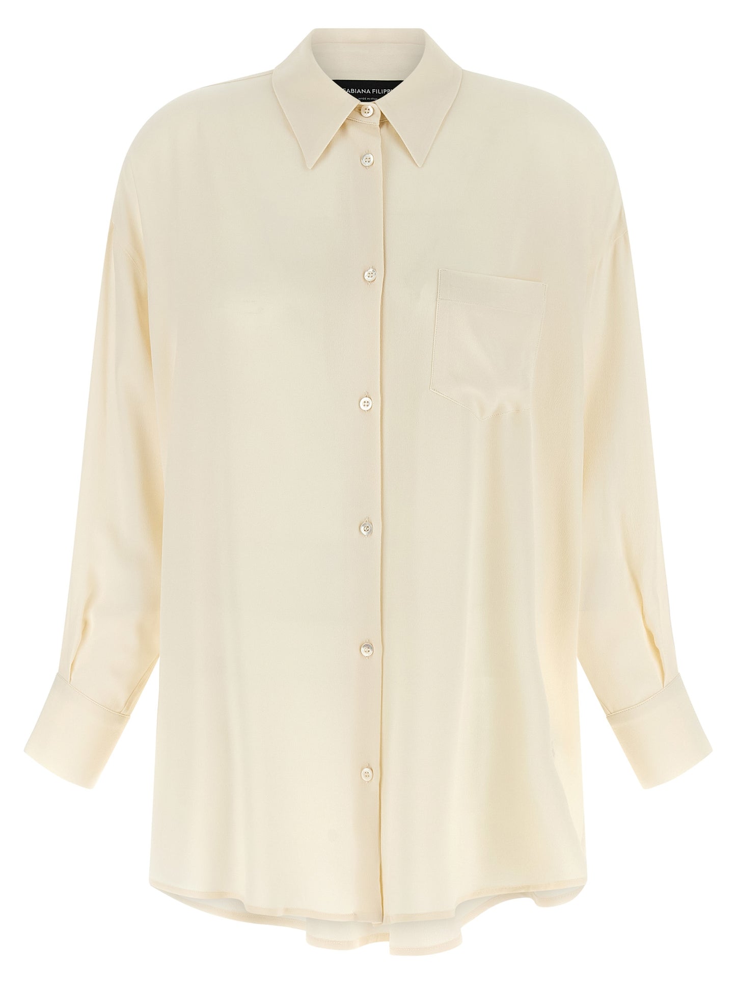Blouse by Fabiana Filippi for women in silk & acetate beige features an polished silhouette, showcasing a sophisticated and detail for a truly polished finish.