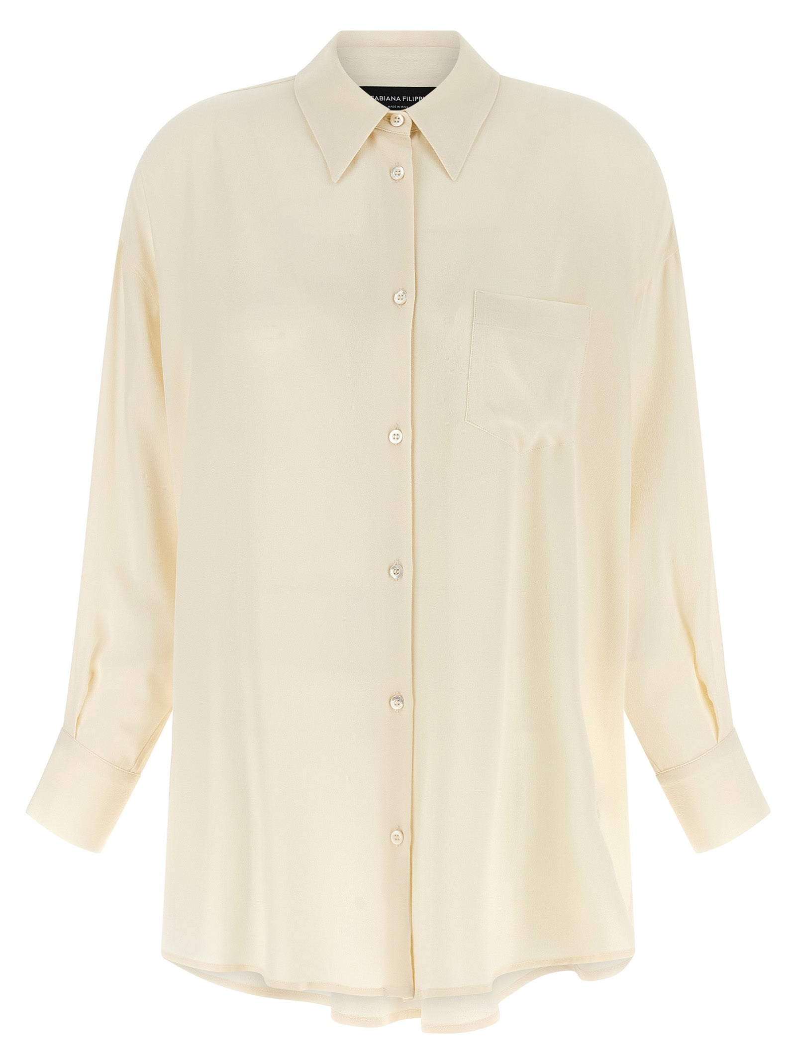 Blouse by Fabiana Filippi for women in silk & acetate beige features an polished silhouette, showcasing a sophisticated and detail for a truly polished finish.